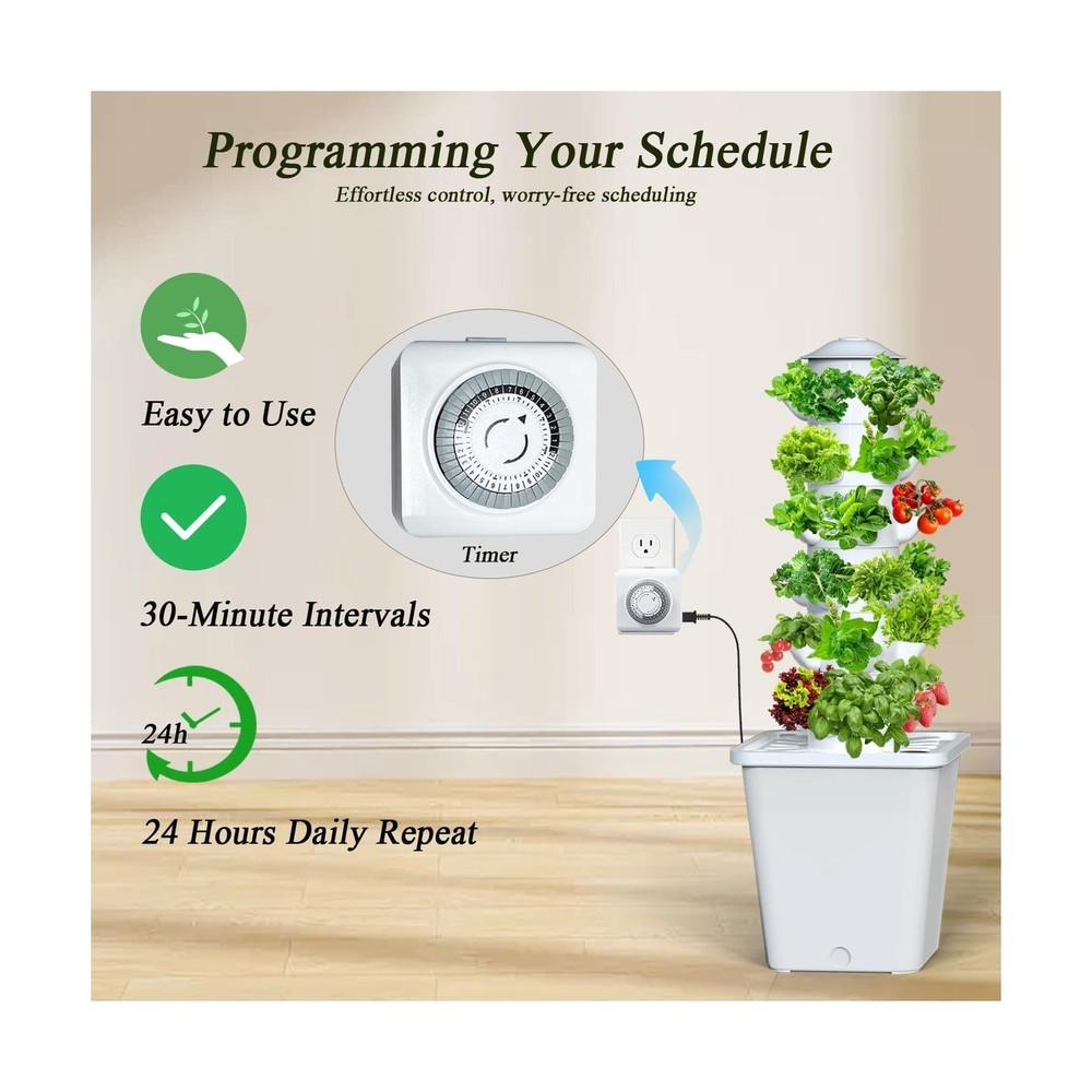 Hydroponics Growing System, 30-Plant Indoor Hydroponic Tower with Pump System...