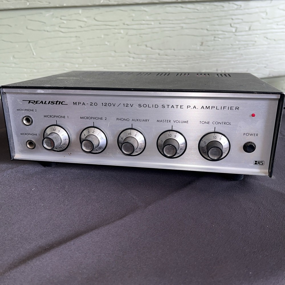 Vintage Realistic MPA-20 120V/12V Solid State P.A. Amplifier Tested