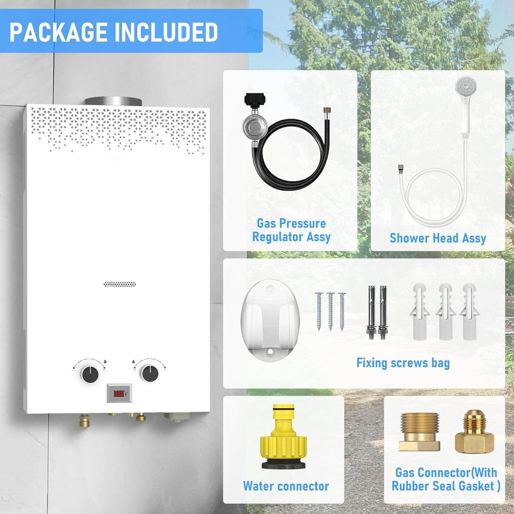Calentador de agua sin tanque, calentador de agua a propano para exteriores, cal
