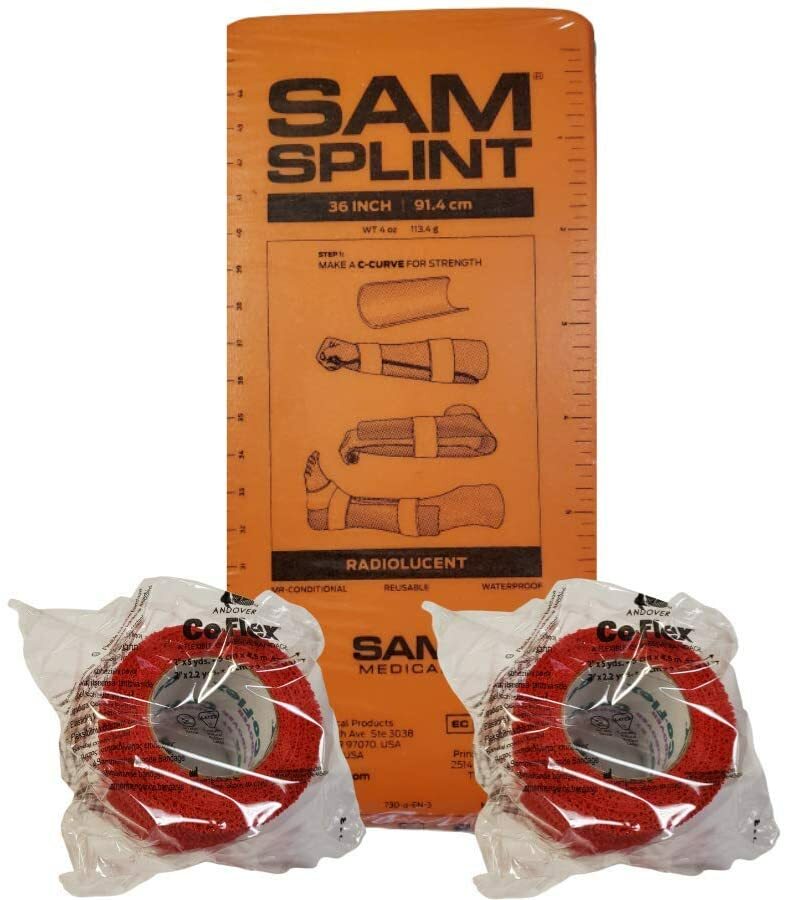 SAM Splint Kit - 36" Flat SAM Splints & 2" x 5yds Cohesive Wraps