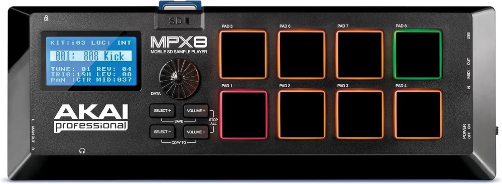 Portable Sample Pad Controller with 8 Velocity Pads