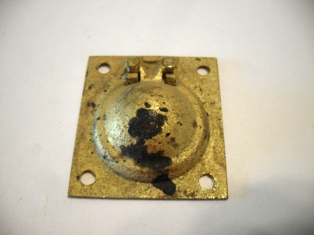 Vintage Solid Brass Flush Mount Ring Pull 1.5 x 1.5/8"