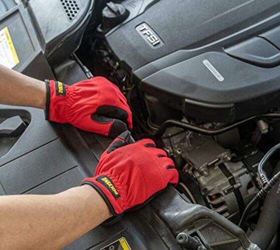 High Performance Work Gloves For Men(3 Pairs Pack), High Dexterity Medium Red