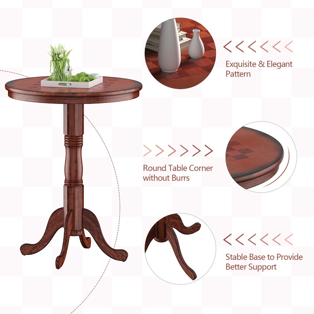 Costway 3pcs Pub Table Set 30" Round Bar Height Table & 2pcs Swivel Bar Stools
