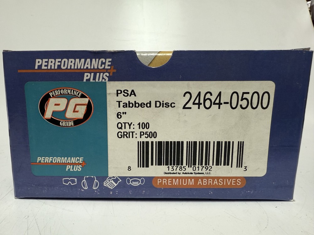 PERFORMANCE PLUS PSA 6" TABBED DISC, 500 GRIT, 100 DISC, NEW