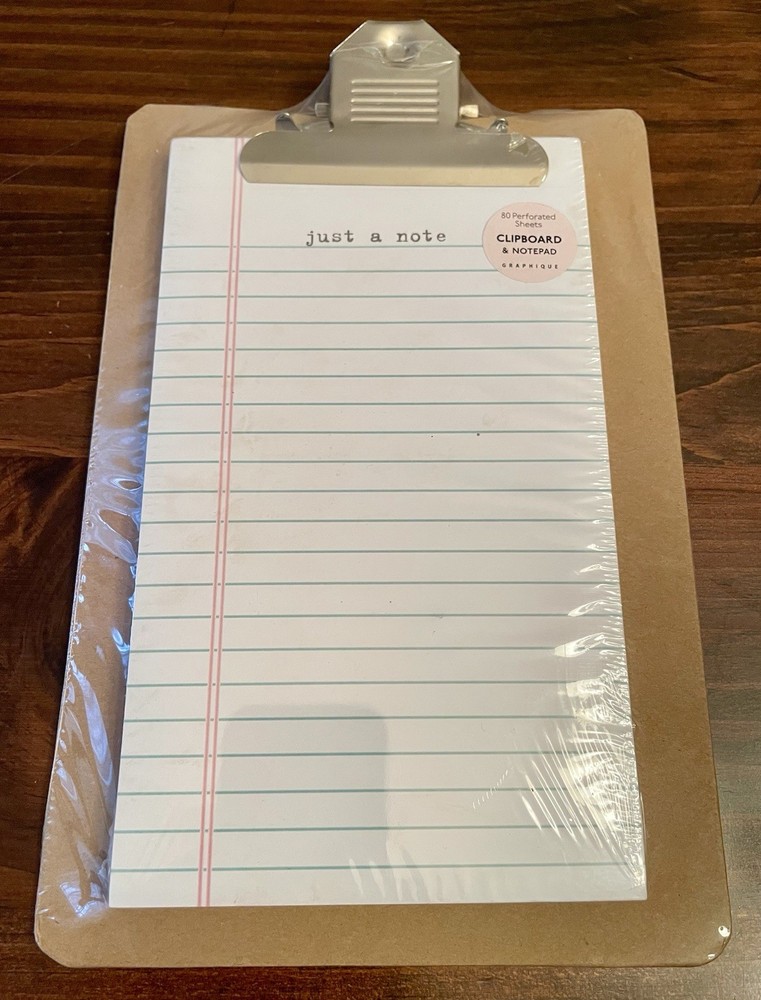 Graphique ‘just a note…’ Clipboard & Notepad Set (80 Sheets) - NEW