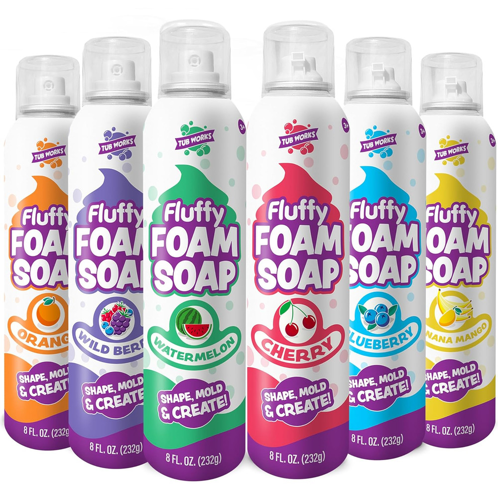 ® Fluffy Foam Soap, Variety 6 Pack | Shape, Mold & Create Bath Art with Soft Bat