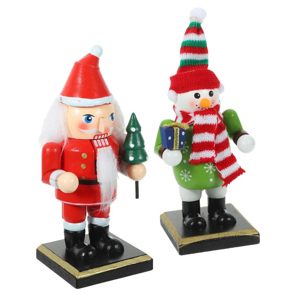 2 Pcs Mini Nutcracker Ornaments Decoration Puppet Soldier Mantel