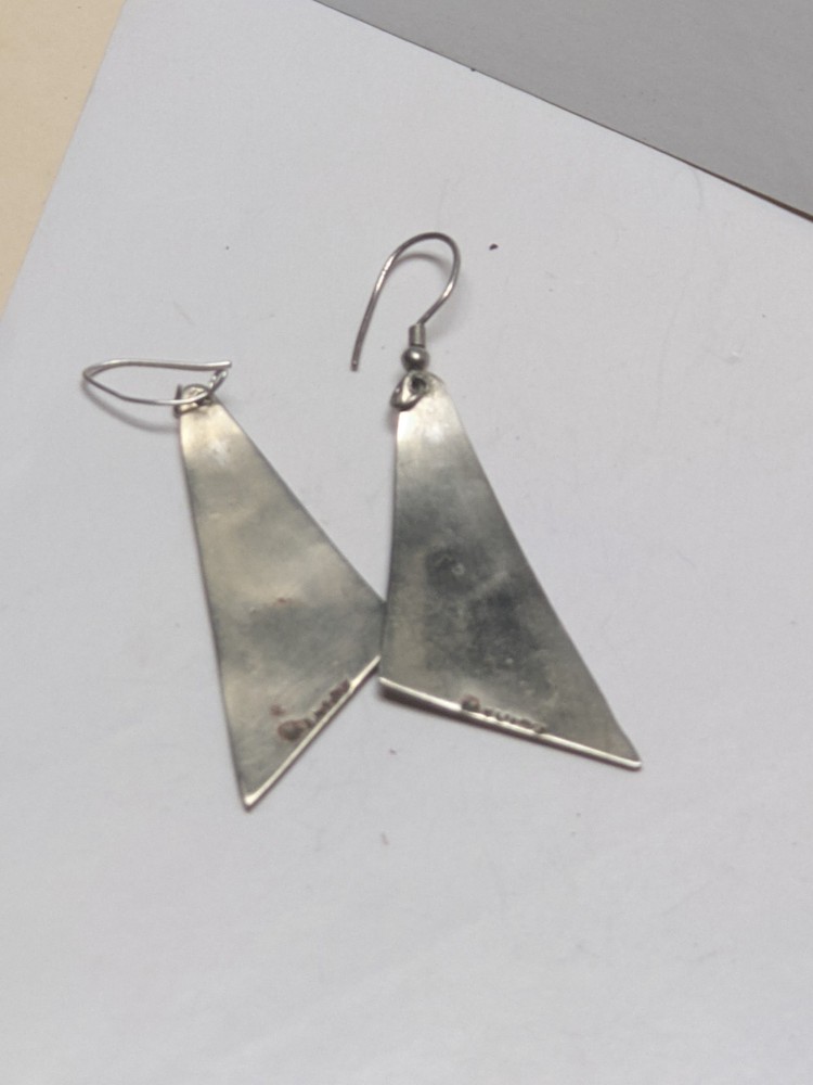 Sterling Silver Overlay Design Dangle earrings Vintage