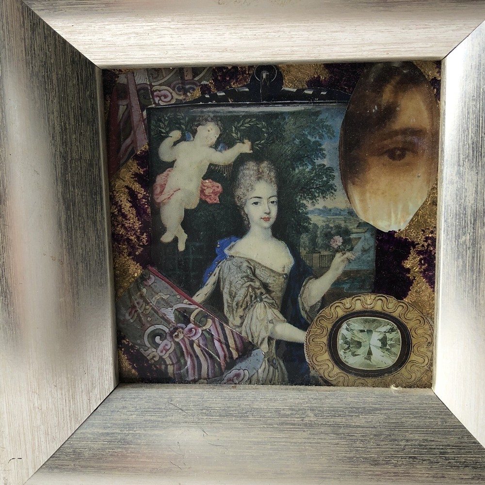 Vintage Art Collage Framed Author Unknown 6,5” x 6,5”