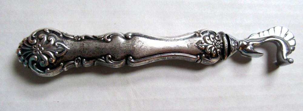 Antique Sterling Silver Handle Chrome head Bottle Opener