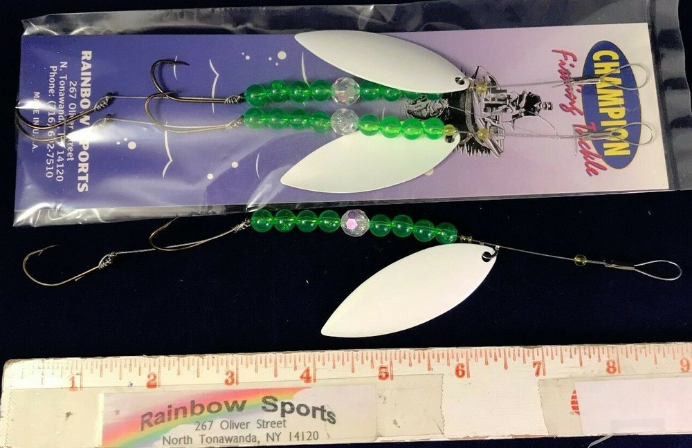 2 CHAMPION WIRE WORM HARNESS #5 WILLOW LEAF PAINTED WHITE 1 BLADE