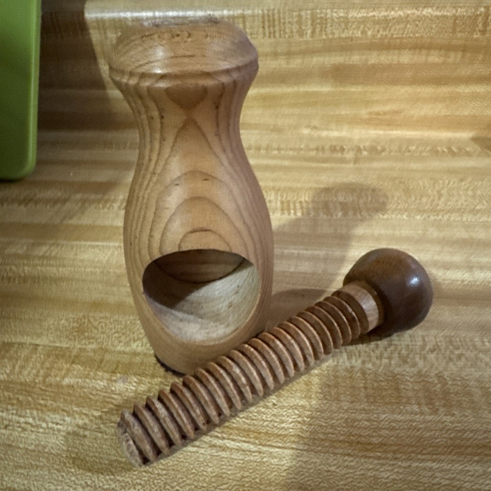Handmade Olive Wood Nutcracker Screw Nut Cracker Retro