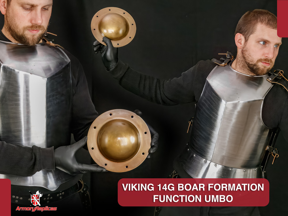 Medieval Viking 14g Boar Formation Function Umbo Shield Boss