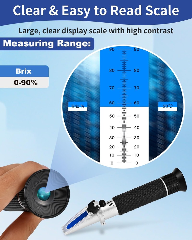 Brix Refractometer 0-90%, Meter with ATC, Accurate...