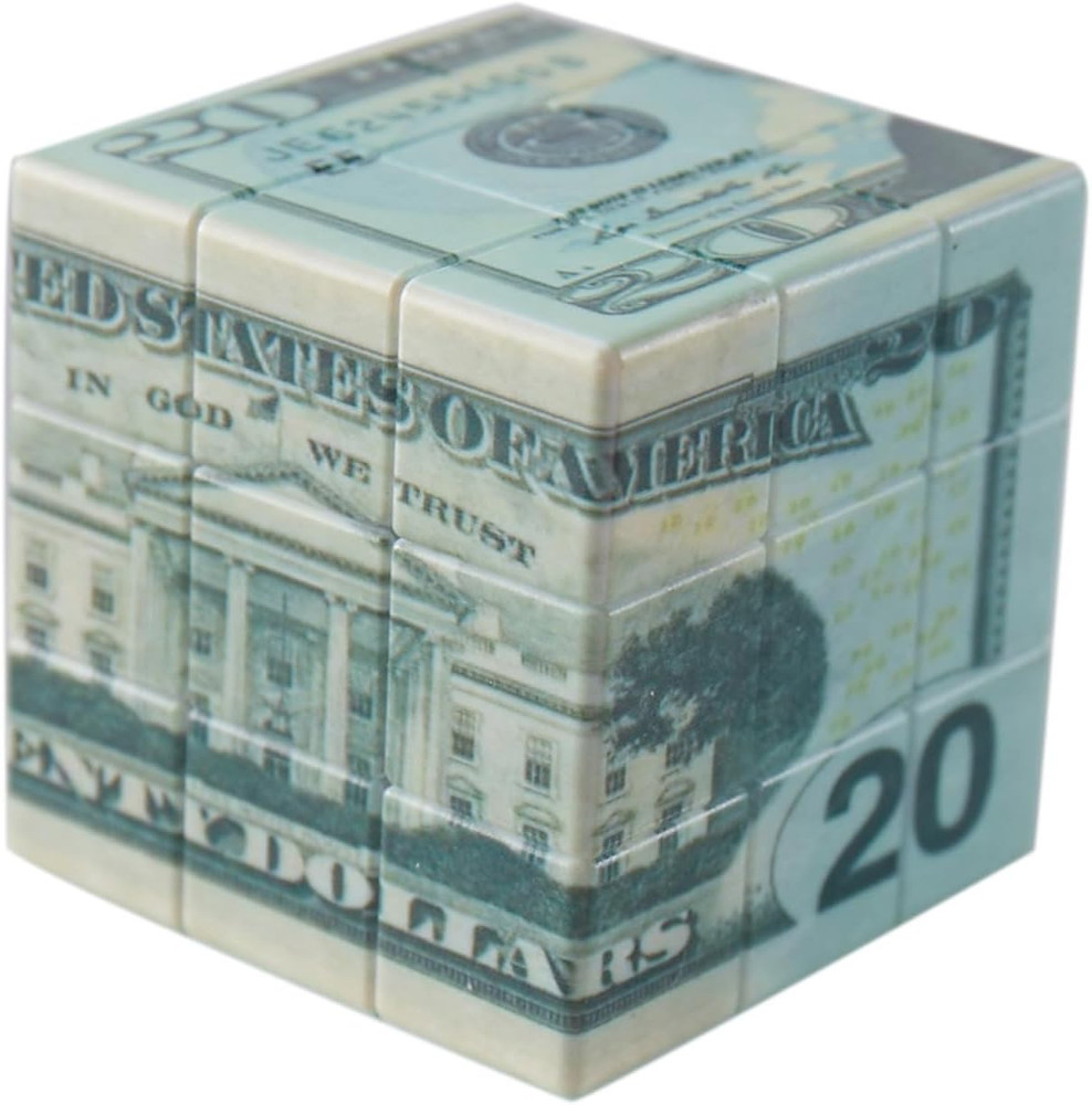 Speed Cube 3X3 Ten-Dollar Notes/Bill Back Pattern Magic Cube Puzzle,Iq Games Puz