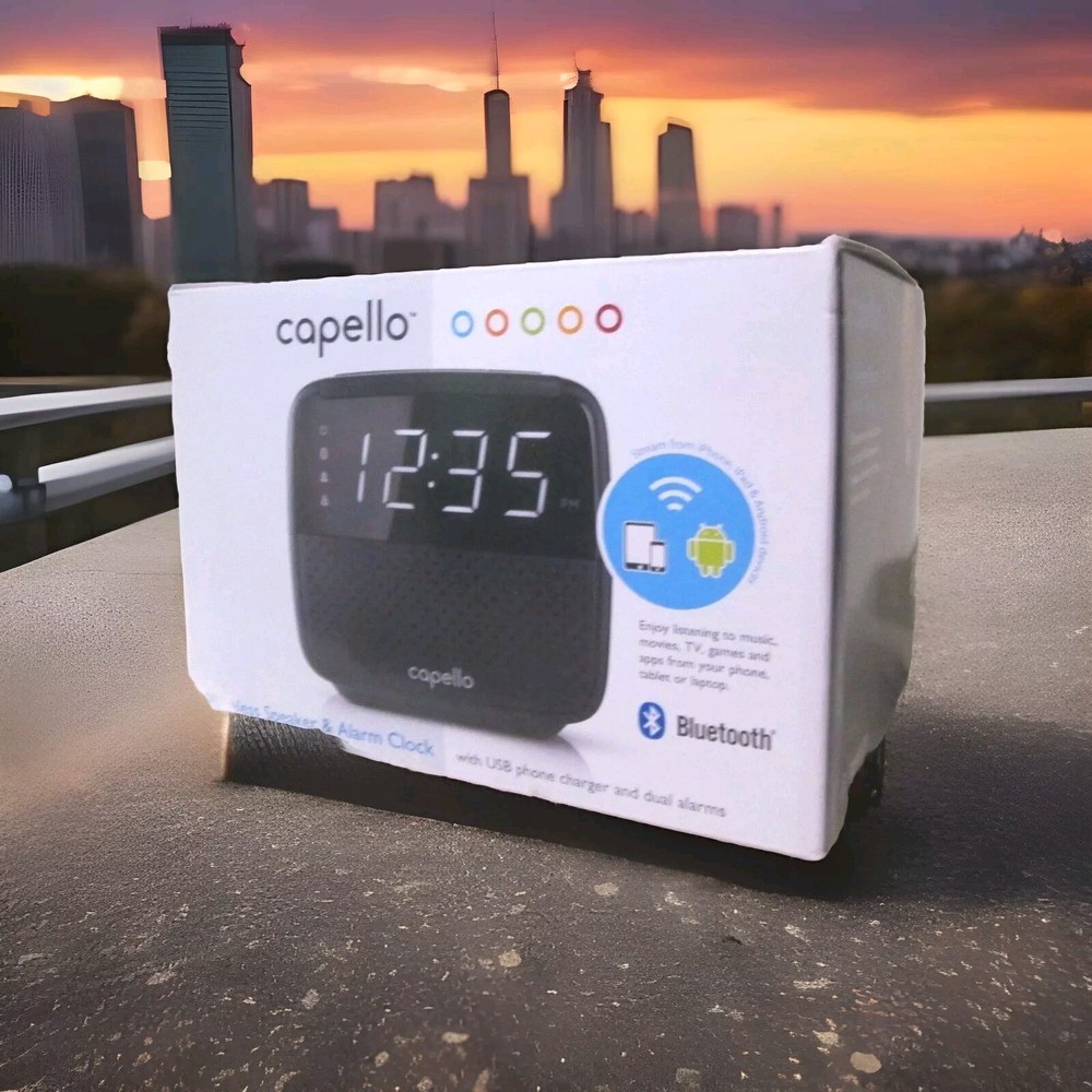 New with Box - Capello Wireless Speaker & Alarm Clock ( Black )
