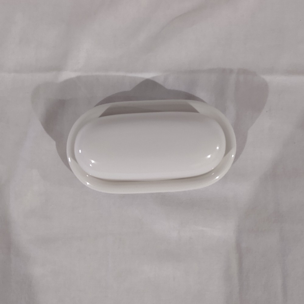 Off White Ceramic Crown Corning Butter Dish 6 x 4