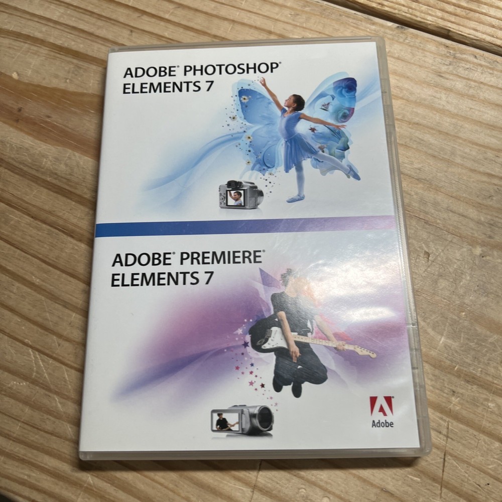 Adobe Photoshop Elements 7 & Premiere Elements 7 Complete 2 Disc CD-Rom Software