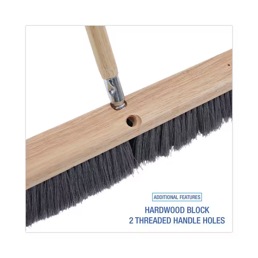 24 In. Gray Flagged Polypropylene Push Floor Brush Head