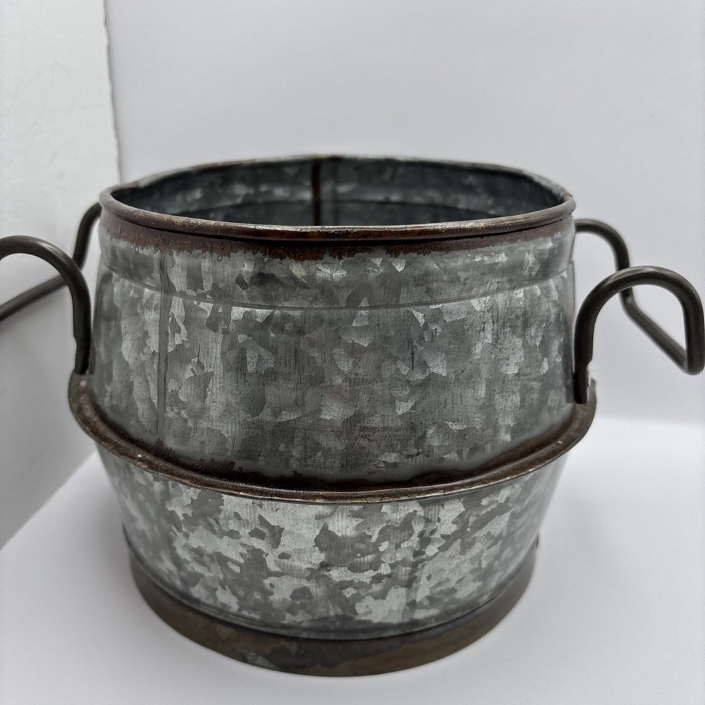 Pottery Barn Double Handled Metal Planter