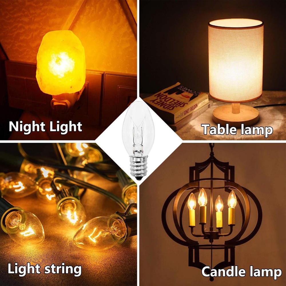 PaeorRorL Night Light Bulbs 4 Watt 15 Pack E12 Base Dimmable 2700k Warm White