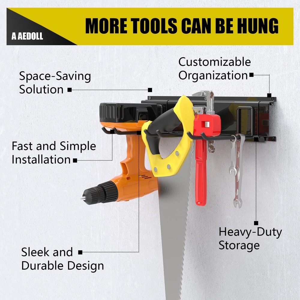 33" Garage Tool Organizer Wall Mount, 300lbs Tool Storage Organizer with Adju...