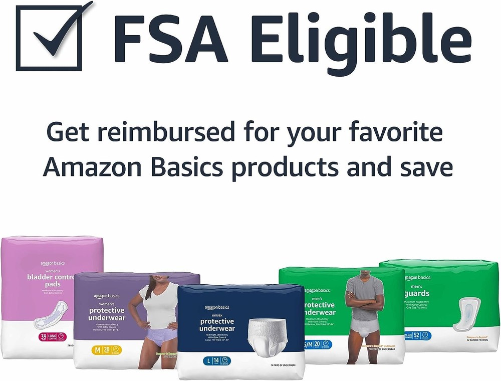 Amazon Basics Incontinence Underwear for Men, Maximum 2X-Large, White