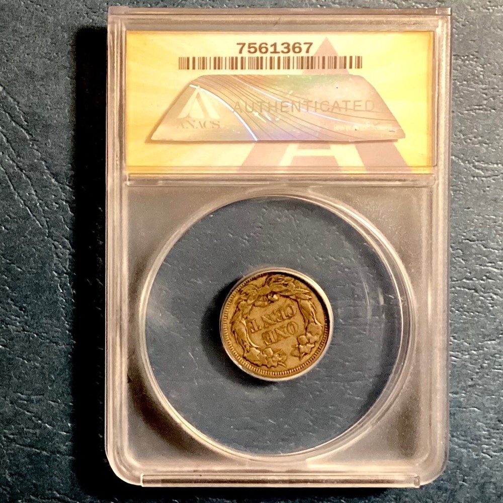 1857 US Flying Eagle Cent ANACS VF 35