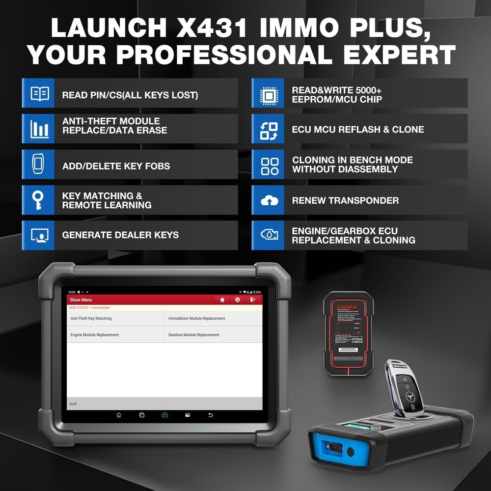 2025 LAUNCH X431 IMMO PLUS PAD VII Key Programming Car Diagnostic Tool ECU Clone