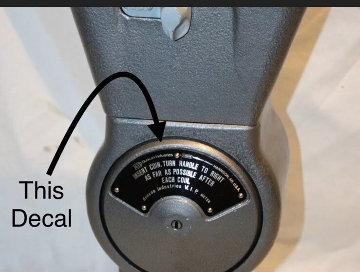 Duncan Parking Meter Decal For The Fine Box Silver Letters
