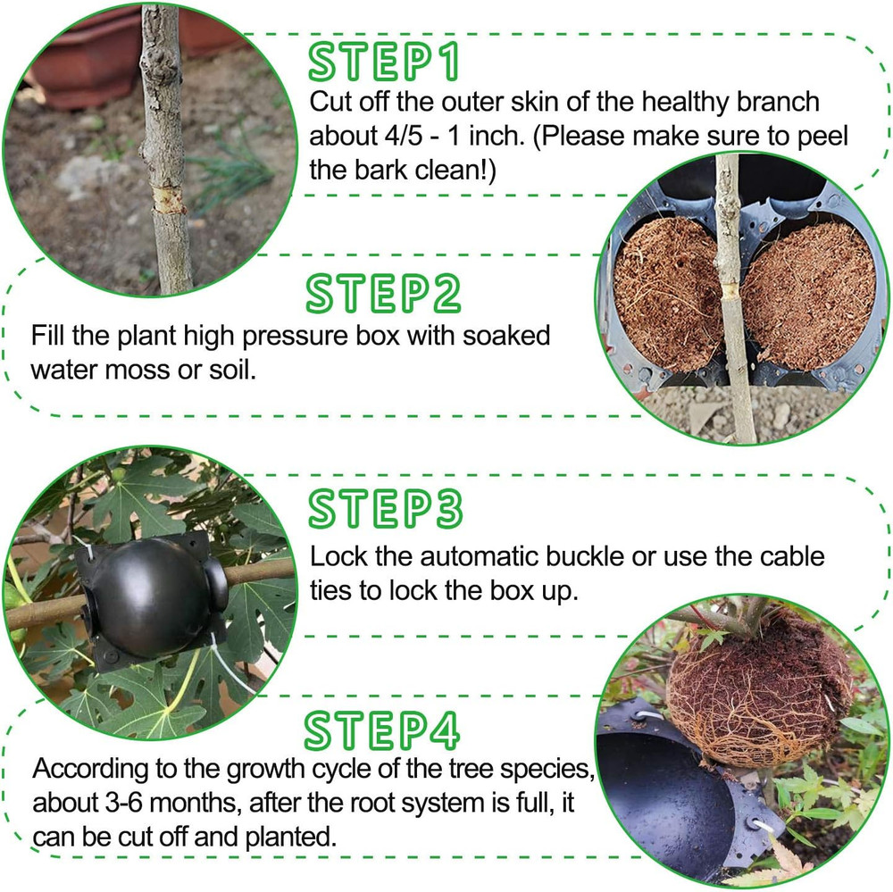 10 Pack Tree Root Growing Box, Rooting Ball Grafting Tools, Reusable High Pre...