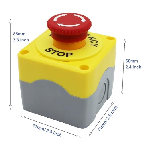 Emergency Stop Button Switch E-Stop Momentary Shut Off Red PushButton Switches