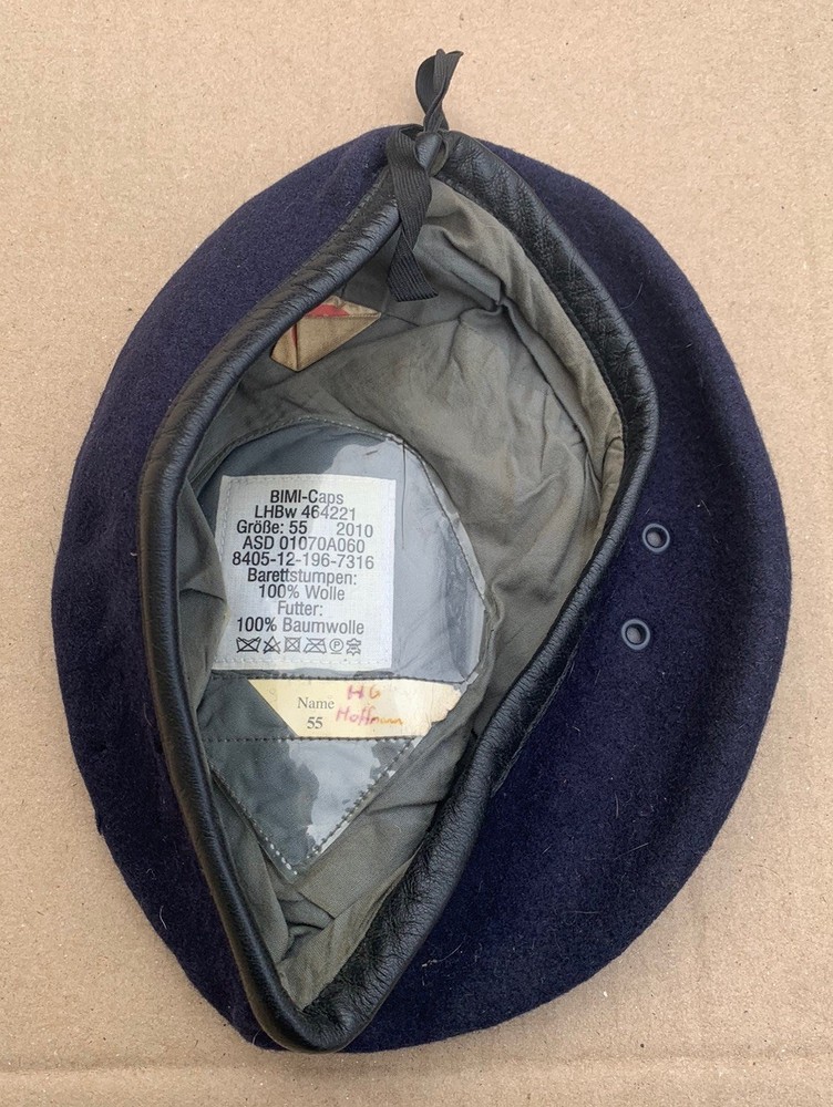 German Navy Blue Wool Uniform Beret Hat Size 55