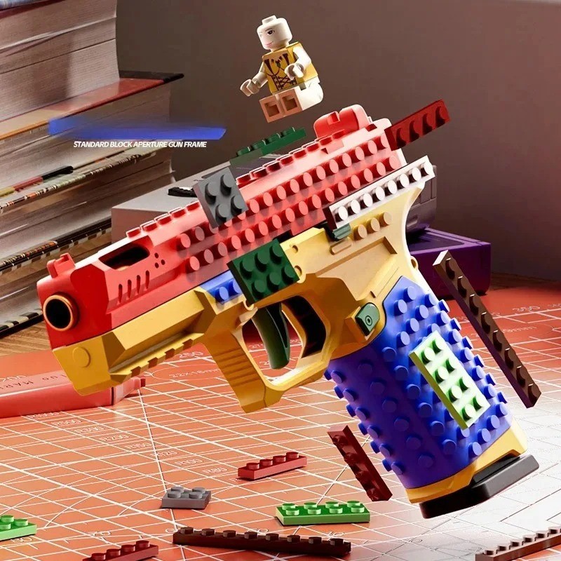 Building Block Style Soft Dart Toy Blaster Continuous Fire Shell Eject Play