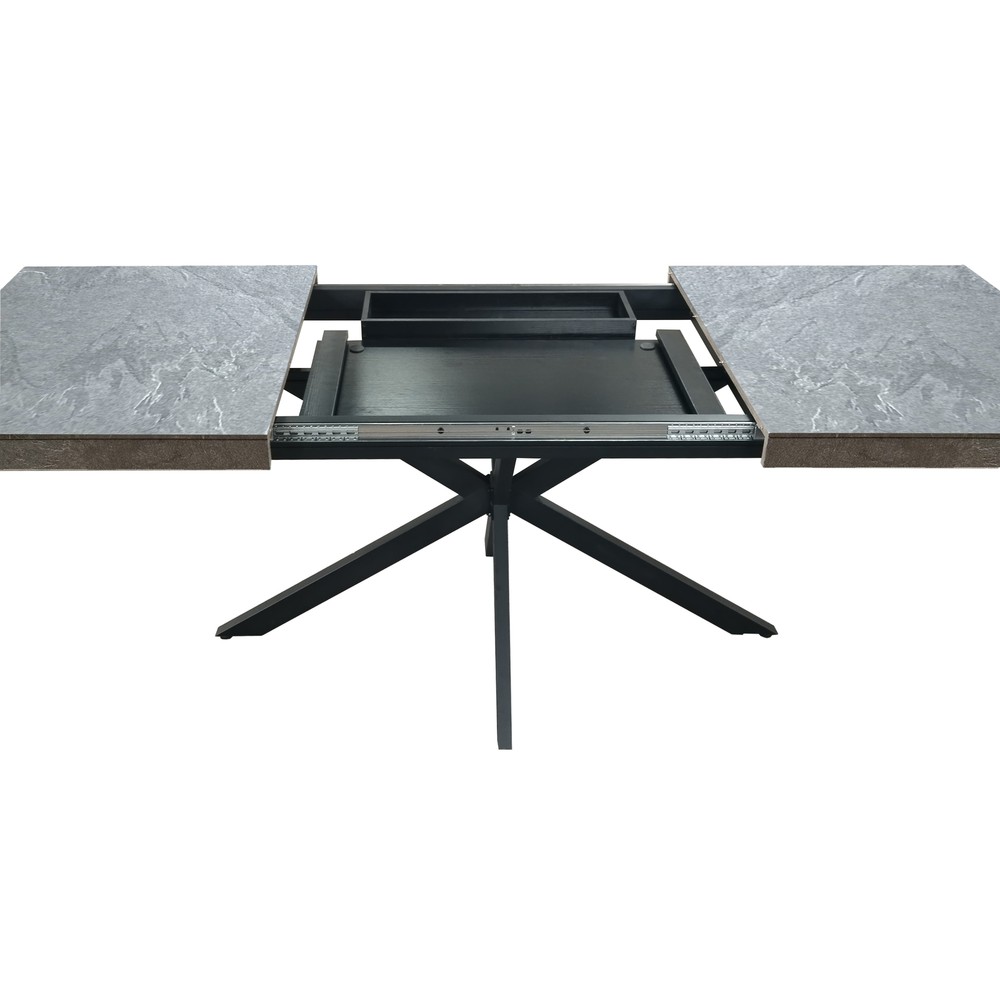 Retro Rectangular Stretch Dining Table And Metal Dining Chair,Dining Table Set