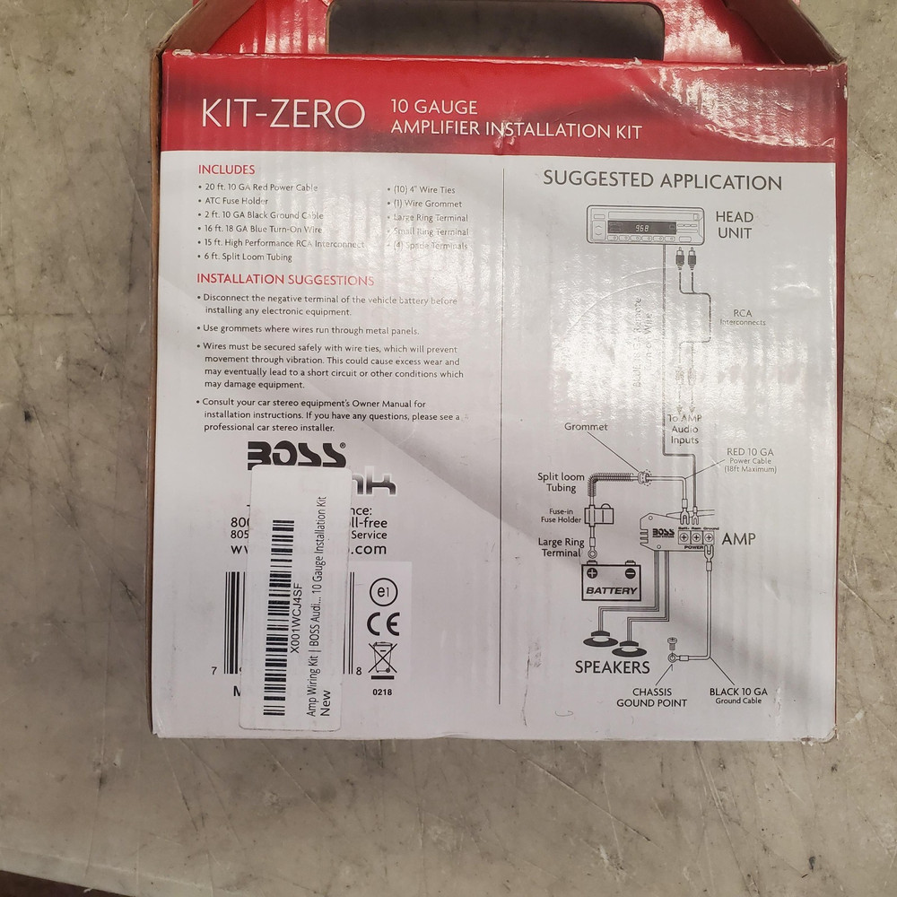 Boss Audio KIT-ZERO 10 Gauge Car Amp Install Kit