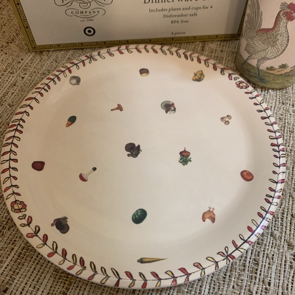 John Derian x Target Fall Turkey Kids' Dinnerware Set 8 Piece New