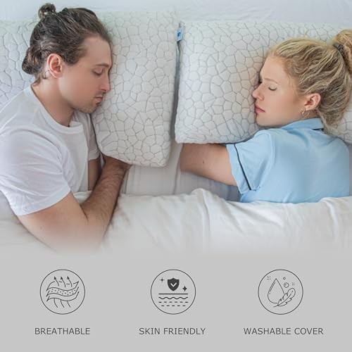 Pharmedoc Adjustable Shredded Memory Foam Bed Pillow - Perfect for Side Sleep