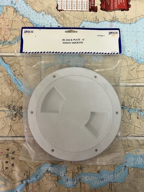 Seadog Line #336360-1  ABS 6" Round Deck Plate Internal Collar White Smooth.