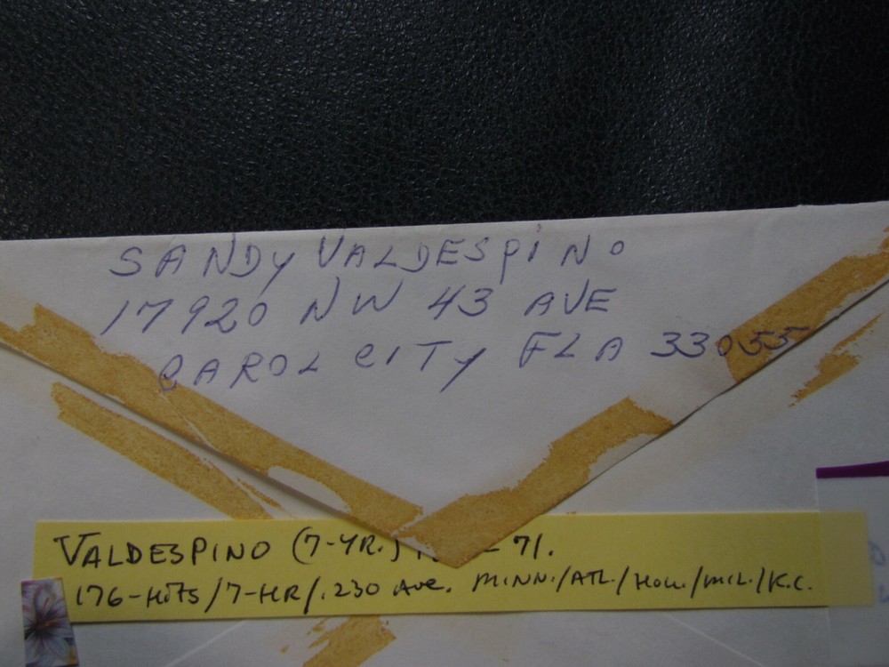 Sandy Valdespino Autographed Envelope JSA Auction Certified