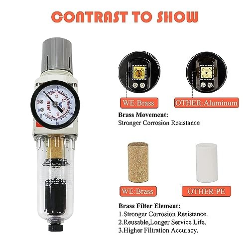 1/4" NPT Auto Drain Compressed Air Filter Regulator Combo 1/4"NPT Auto Drain