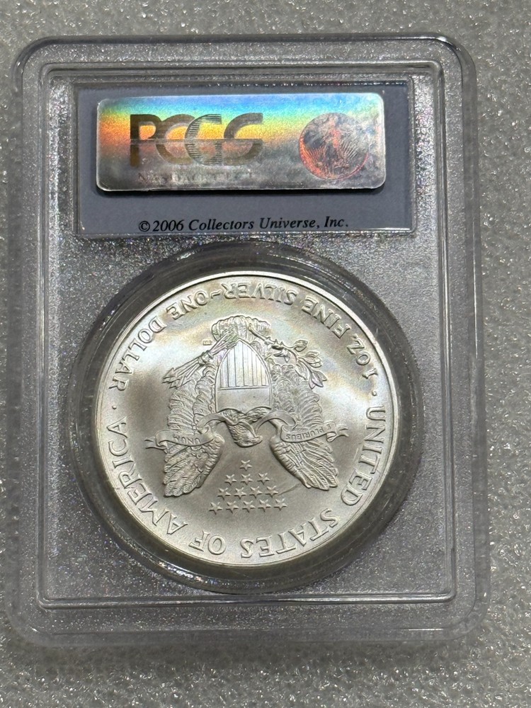 2006 Silver Eagle PCGS MS69 First Strike Flag Label ~~ No Spots (005)