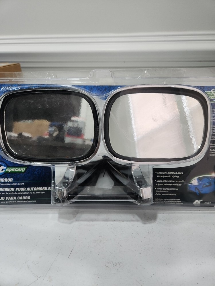 K- Source 1600 Fit System Car Mirror with Ratchet Mount- Silver 2ct