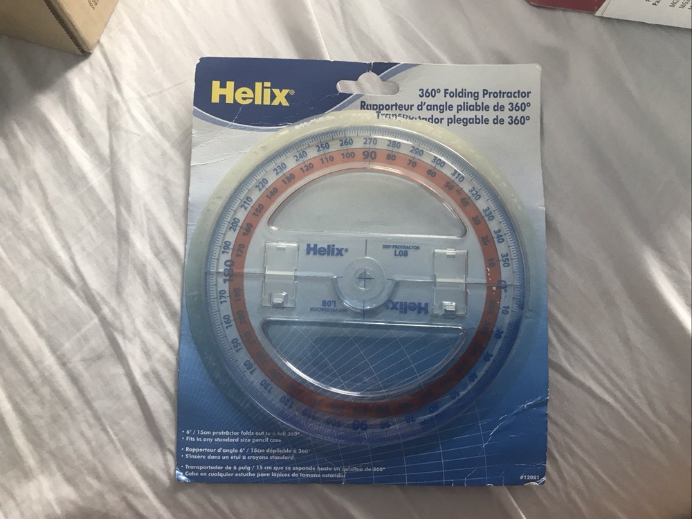 Helix 360 Degree Folding Angle Measure Protractor New RARE OOP