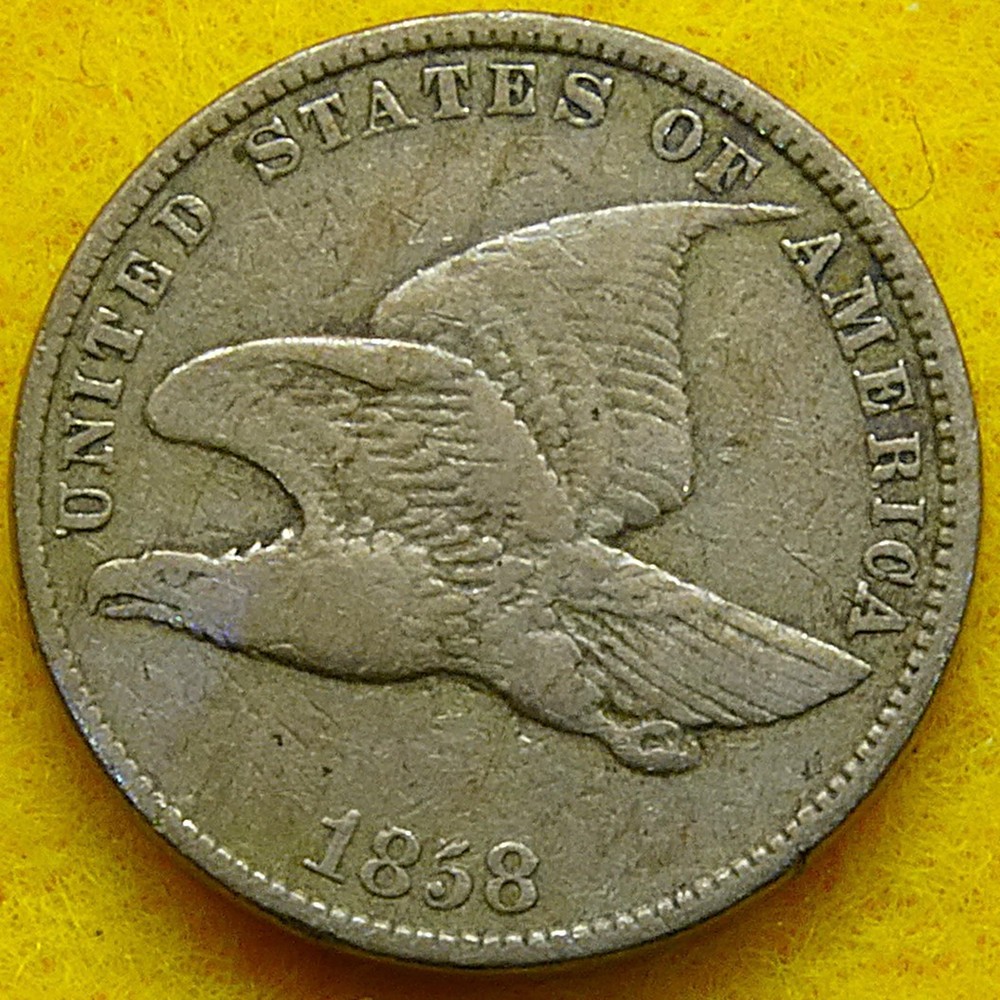1858 Small Letters Flying Eagle Cent with sharp feathers!