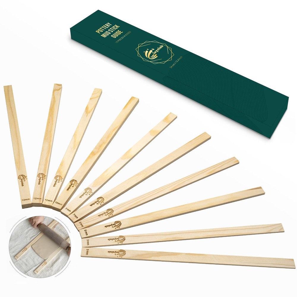 Pottery Rolling pin Guides, Clay Tools, 5-Size Mud RollingPinGuide-13.4inch