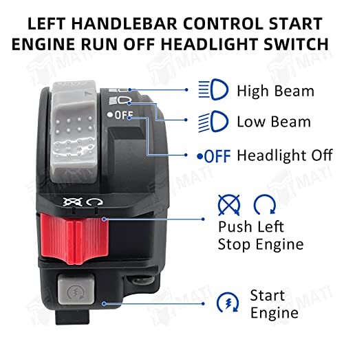 Left Handlebar Control Engine Start Run Off Headlight Switch for Yamaha ATV