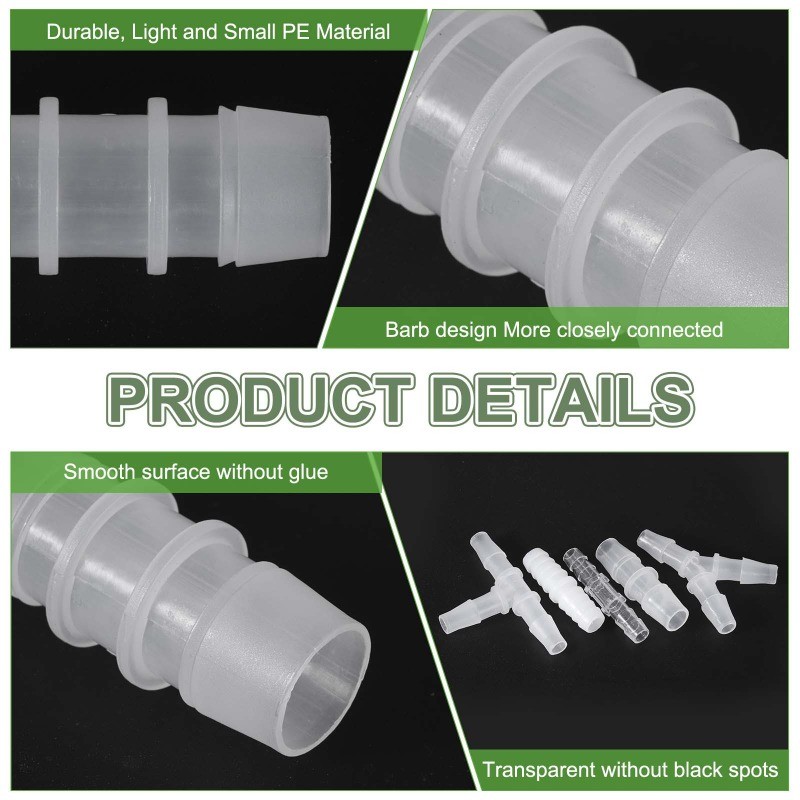 5pcs Plastic Barb Fitting, 9/32"x9/32" Pipe Fitting, Clear