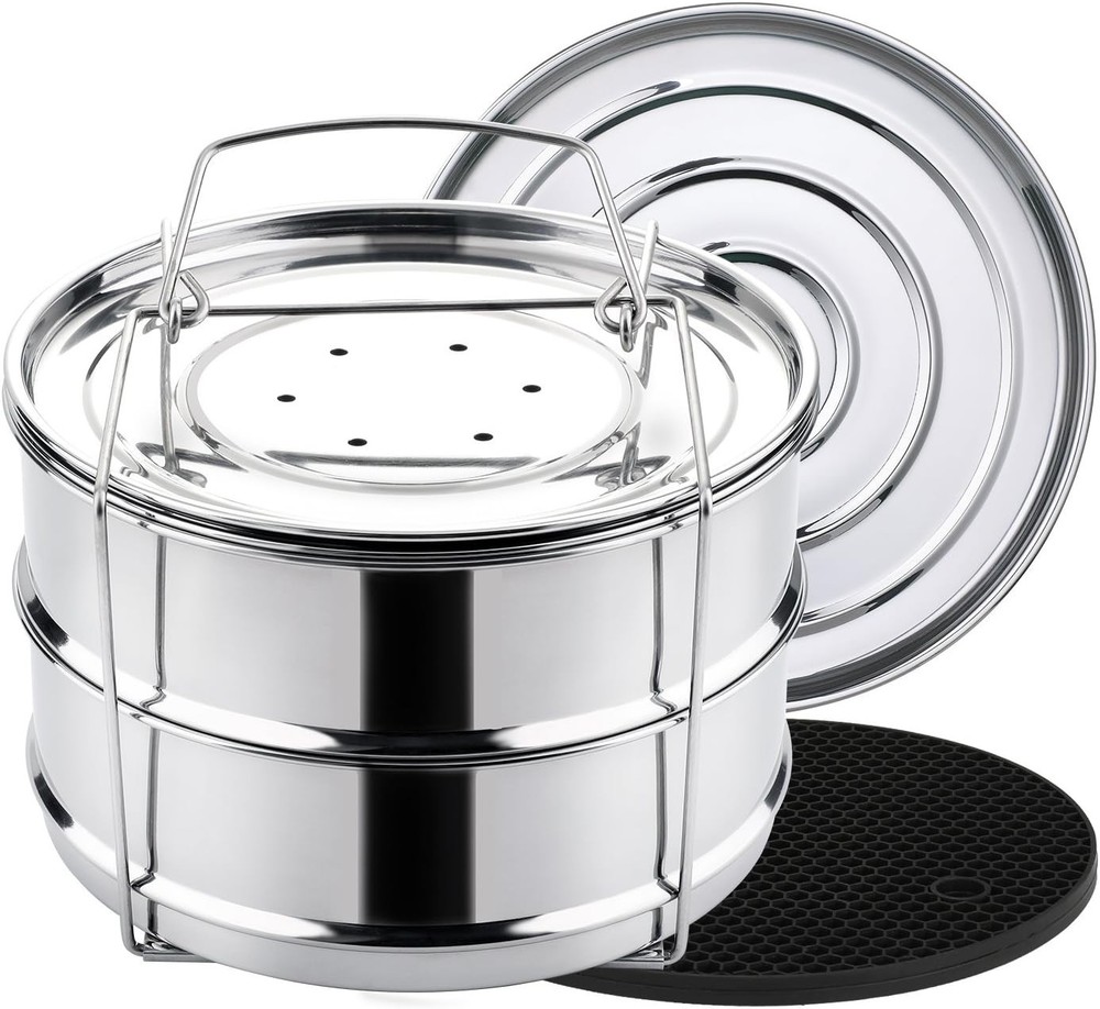 Stackable Steamer Insert Pans with Sling for Instant Pot Accessories 6/8 qt -...